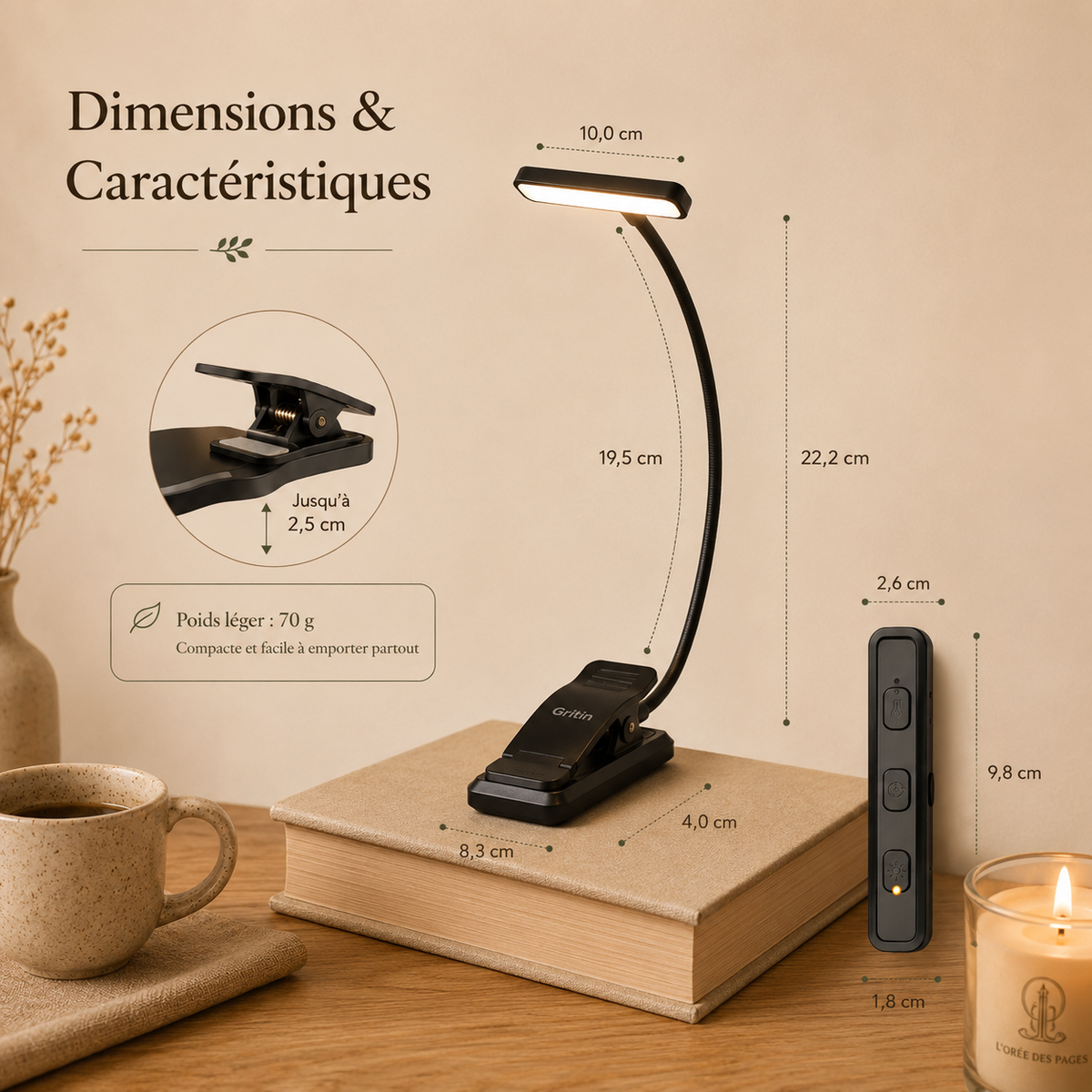 Lampe de lecture LED rechargeable